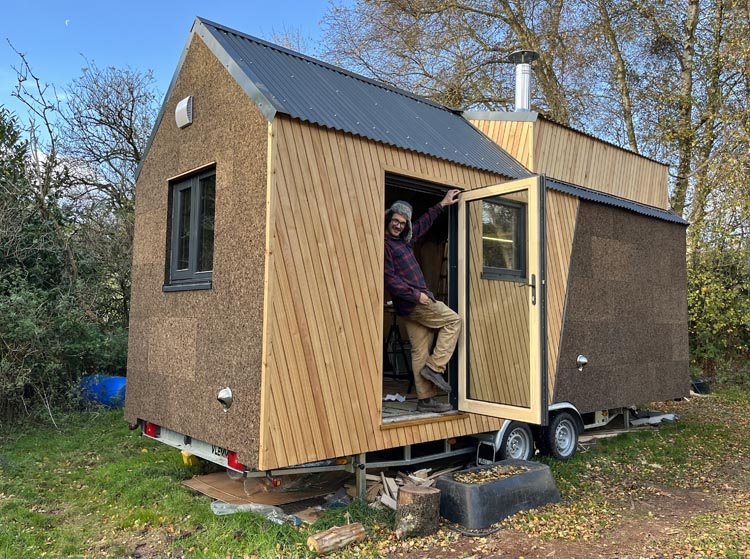 John Brown working on a tiny home construction